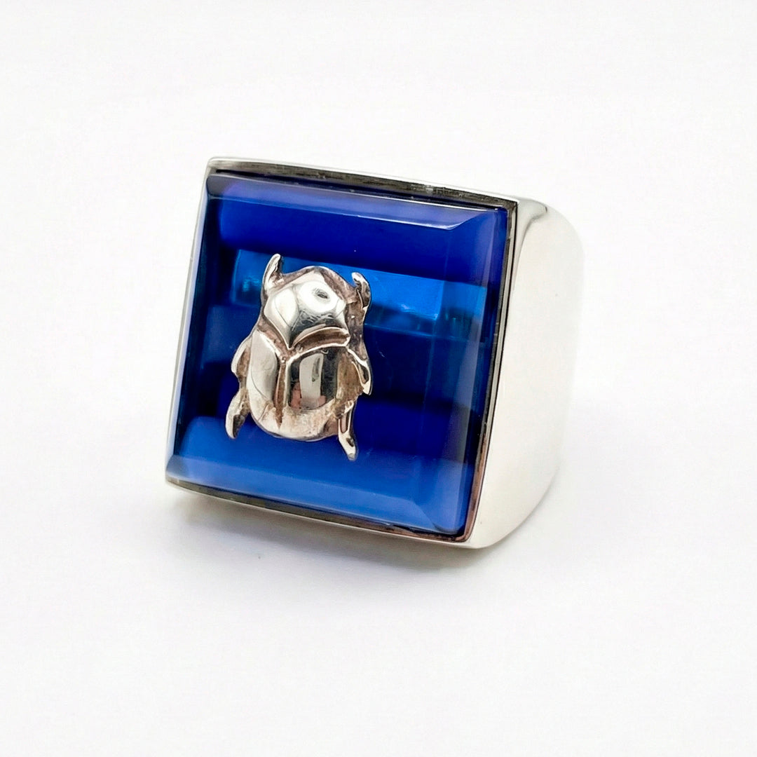 Square Beatle Ring Blue